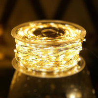 Гірлянда Роса 150 метрів 1500 LED USB живлення з пультом, 8 режимів, сріблястий провід